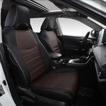 PTYYDS Seat Covers Compatible with 2019-2023 Toyota RAV4 Seat Covers Full Set Seat Protector Replacement for 2019-2023 RAV4 Accessories (Black+Dark Brown,2019-2023 RAV4 Adventure,TRD-Off Road)