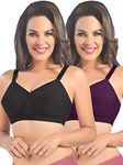 SONARI Kirtika Cotton Everyday Bra for Women | Non Padded, Non Wired, Full Coverage | Comfort Fit | Black Wine, 36D