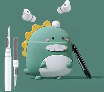 Cute Dinosaur Case for Beat Studio Buds/Buds Plus Case, Funny 3D Cartoon Kawaii Cool New Beat Studio + Cover Skin with Cleaning Kit & Keychain for Beat Studio Earbuds for Boys Girls Kids Teen, Green