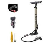 Vandorm Alloy Bike Pump & Gauge Presta Schrader Valve Universal Bike Pump & FREE Tool Pod Airbed Football Adaptor Inner Tube Track Pump