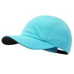 GADIEMKENSD Women's Race Day Running Hat Performance Mesh Baseball Cap - Excellent Ventilation, Lightweight, Reflective Safety Ponytail Hats for Exercise Golf Hiking Beach Workout Gym Sky Blue