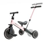 XJD 4 in 1 Kids Tricycles for 1-3 Years Old Boys Girls Kids Balance Bike with Parent Handle Putter Toddler Trike for Baby with Adjustable Seat and Detachable Pedals (4 IN 1, Pink with Push Handlebar)