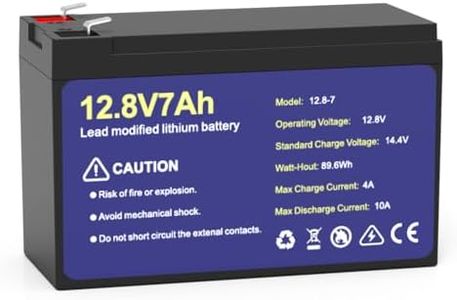 12.8V 7Ah Lithium LiFePO4 Battery, 3000+ Deep Cycles Rechargeable & Lightweight Battery 12V, Built-in BMS Protection for Solar Power, Camping, Lighting, Power Wheels, Fish Finder Battery Replacement