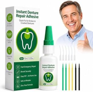 Dental Lab Instant Bonding, Professional Denture Repair Adhesive Kit, Fast Setting in 1 Min, Fix Broken Dentures &Retainer at Home, Strong Dental Adhesive Glue with Tools (10ML)