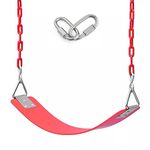 REZNOR Heavy Duty Flexible Swing Seat with Metal Triangle Ring, 60" Anti-Rust Chain Set for Kids & Adults, Playground, Jungle & Gym, Red