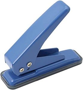 Single Hole Puncher Handheld 1/4 Inches Hole Punch, 20 Sheet Paper Punch Capacity Metal Hole Puncher with Skid-Resistant Base for Paper, Chipboard, Art Project, Blue