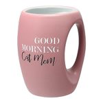 Pavilion - Good Morning Cat Mom 16 Ounce Large Stoneware Coffee Cup, Hand Warmer Coffee Mug, Huggable Hand Warming Mug, Gifts for Cat Moms, Gifts for Pet Parents, 1 Count, Pink