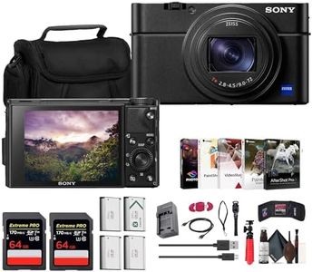 Sony Cyber-Shot RX100 VII Digital Camera (DSC-RX100M7) – 20.1MP 1-Inch Stacked CMOS Sensor | ZEISS 24–200mm Zoom Lens + 2 x 64GB Card + Case + 3 x NP-BX1 Battery + More