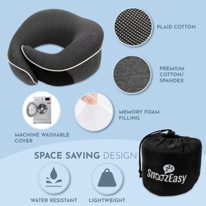 SnoozEasy Memory Foam Travel Pillow – Dark Grey