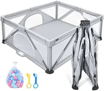 ANGELBLISS Baby Playpen, Foldable Playpen for Babies and Toddlers, Indoor & Outdoor Baby Activity Center with Visible Breathable Mesh, Portable Play Yard with 2 Handlers+50 Balls