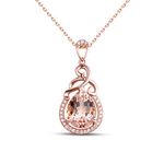 YOUMIYA Rose Gold Necklace For Women Imitation Natural Morgan Stone Pendant Fashion Necklace Clavicle Chain Necklace Stainless Steel Crystal Necklace Birthday Gifts For Women (PINK), 水晶