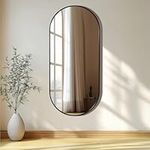 Navaris Full Length Arch Mirror, Black - Large Size for Complete Reflection - Mirrors for Bedroom, Living Room, Bathroom or Hallway - Wall Hanging or Free Standing on Floor Option