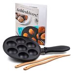 Cast Iron Aebleskiver Pan for Danish Stuffed Pancake Balls by Upstreet (Black)