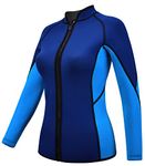 REALON Wetsuits Top Jacket Women Men 2mm Neoprene Long Sleeve Shirt 3mm Front Zipper Vest Wet Suit Keep Warm for Adult Diving Surf Swim Water Sports