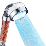 Led Shower Head Ionic Filtration,Power Filter Ionic Shower Head with Beads,High Pressure Water Saving 7 Colors Changing Light for Fixing Dry Skin & Hair,for Adults Children Pets Home and Gym Use