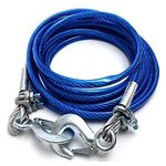 Krivon 12mm Car Tow Cable 4 Miter Long, 7 Ton Capacity Towing Super Strong Emergency Heavy Duty Forged Hooks with Self Locking Hook (Blue)