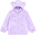 JESKIDS Toddler Girls Boys Fleece Hoody Jacket Zip Up Teddy Coat Warm Winter Outwear Purple