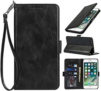 Cavor Luxury PU Leather Wallet for iPhone 6 Back Cover, for iPhone 6s 4.7'' Case, Flip Folio Cover with [Kickstand Feature] [Card Slots Holder] [Wrist Strap Lanyard] [Magnetic Closure] [RFID Blocking] Shockproof Protective Phone Case for iPhone6/ iPhone6s-Black