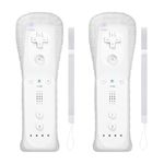 SWCTIM Wii Remote Controller 2 Pack Compatible with Nintendo Wii,Wii U Controller with Silicone Case and Wrist Strap,Not Motion Plus,White