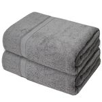 Casabella Luxury 2-Piece Bath Sheets Towels Extra Large 90x150cm, Super Soft 100% Cotton Extra Large Bath Towel Set, Highly Absorbent & Quick Dry Bath Set, Travel Towel, Bathroom Towels (Silver)