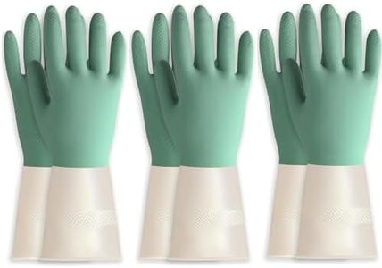 BOOMJOY 3 Pairs Latex Cleaning Gloves Heavy Duty Dishwashing Gloves Reusable Gloves (Green)