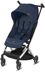 gb Pockit+ All City, Ultra Compact Lightweight Travel Stroller with Front Wheel Suspension, Full Canopy, and Reclining Seat in Night Blue