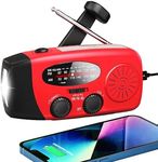 Handsider 5000mAh Hand Crank Emergency Weather Radio, AM FM NOAA Solar Radio with Led Flashlight and Earphone Jack, Power Bank Charger for Smartphone, Self Powered LED Flashlight with SOS Alarm