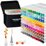 AnyMark Alcohol Markers, 120 Colors Alcohol Markers Set, Dual Tips Alcohol-Based Art Markers for Kids Adult Artists Drawing Coloring Sketch, Chisel & Fine Tips