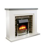 Endeavour Fires Flamborough Electric Fireplace, 1&2kW, 7 day Programmable Remote Control Electric Fire in 48’’ Off White Surround (Grey Top/Chrome Fire)