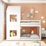 Kayan 3FT Treehouse Bunk bed, Cabin Bed Frame Mid-Sleeper with Treehouse Canopy & Ladder, Children Bed Frame, Suitable for for Boys & Girls, 190 x 90 cm (White)