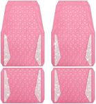 CAR PASS Bling Car Mats Diamond Rubber Floor Mats Full Set Anti-Slip 3D Rhombus Waterproof Trim to Fit Liner Universal Glitter Crystal Sparkly Shining Rhinestone Girl Women SUV Sedan Van, Pink Rubber