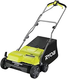 RYOBI - Scarificateur/Aérateur 1400 W 220V - Larg 35cm, 4 Positions de Travail, 1 Rouleau Scarificateur 16 Couteaux, 1 Rouleau Aérateur à Griffes et 1 Bac Souple 55L Inclus - RY1400SF35B