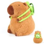 Capybara Plush, Cute Plush Cartoon Capybara Rodent Plush Toy Capybara Stuffed Animal Realistic Capybara Plush Doll Toy with Turtle Backpack for Kids