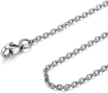 FOCALOOK 24 Inch Necklace Rolo Chain for Women 2mm Stainless Steel Silver Color Cable Link Chain