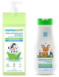 Mamaearth Milky Soft Body Wash for Babies with Oats, Milk and Calendula (400 ml) & Dusting Powder with Organic Oatmeal & Arrowroot Powder for Babies - 300g- white- Medium