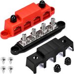 BEAUGIREW 12V 250A Bus Bar 3/8" Power Distribution Block 4 Studs Junction Block M10 Negative Positive Battery Busbar Terminal Block for Automotive Marine Solar System with Cover