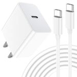 25W USB C Charger Block and Cable for Apple iPad Pro/Air/Mini Samsung Galaxy Google Pixel, iPhone 15 Pro/Max USBC Charger with USB C to C Cable 6.6FT