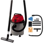 Einhell TC-VC 1815 wet & dry vaccum cleaner (1250 W, 180 mbar, robust 15-liter plastic tank, blow connection, 4 castors, accessories holder, incl. suction hose, nozzles + filters)