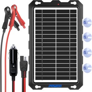 POWOXI 9W Solar Battery Charger – Portable Panel for Car, Boat, RV