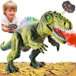 EUPHORIA The New Smoke Remote Control Dinosaur for Kids with Light Up Eyes&Roaring Sound,Walking Dinosaur Robot Dinosaur,Big Rc Dinosaur,Large Size 17In Realistic Dilophosaurus,Toy for Kids