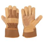 Carhartt Men's Grain Leather Work Glove with Safety Cuff Cold Weather, Brown, XL