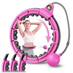 Smart Hula Hoop with Weight Ball,Adults Weight Loss Hula Hoop with Magnet Massage Nodes/Intelligent LED Counter/Silent Wheels Removable Hoola Hoops at Home Workout Stomach Exercise Equipment