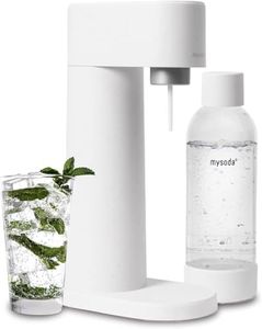 Mysoda Woody Sparkling Water Maker - Silent Carbonated Water Machine Made of Renewable Wood Composite & 1L Water Bottle - Without CO2 Cylinder - Seltzer Maker Machine - Colour White