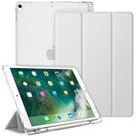 FINTIE Case Compatible with iPad Air 3rd Generation (2019)/ iPad Pro 10.5 (2017) - Lightweight Standing Slim Shell with Frosted Back Cover, Auto Wake/Sleep, w/Pencil Holder, Silver