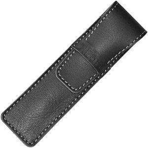 DiLoro Full Grain Vegatable Tanned Leather Pen Case Sleeve Holder Pouch Black for Fountain Pen or Ballpoint