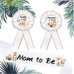 Taicols 3 Pcs Gender Reveal Mom to Be Sash Theme Mom to Be Daddy to Be Badge Pins Corsage Set Welcome Baby Decorations Woodland Animal Photography Souvenir Supplies for Baby Shower Decorations Welcome Baby Party Gifts Baby Shower Party Set