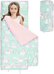 NICE CHOICE Toddler Nap Mat for Daycare Preschool Boys Girls Extra Large Rolled Sleeping Bag Mat with Pillow and Blanket for Toddler Boys Girls Kindergarten Travel Camping(Unicorn Upgraded)