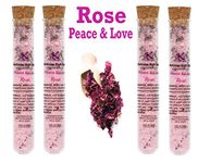 Kana Creations- Wellness Hand Made Organic Bath Salts, Rose for Peace & Love, 200gms, Glass Tubes 4x50gm