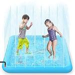 SOKA Large Square Sprinkle and Splash Water Play Mat Sprinkler Splash Pad Summer Spray Inflatable Water Toy for Kids Dogs Pets and Outdoor Garden Family Activities - Blue