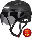 ILM Adult Bike Helmet with USB Rechargeable LED Front and Back Light Mountain&Road Bicycle Helmets for Men Women Removable Goggle Cycling Helmet for Commuter Urban Scooter(Matte Black, Large/X-Large)